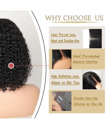 Buy Wear and Go Glue-less Human Hair Wig - 180% Density Pre-Cut Lace Bob Curly 4x4 HD Lace - Natural Hairline Pre-Plucked 30cm (12 Zoll) - Perfect for All Occasions! - Buy Online on GoSupps.com