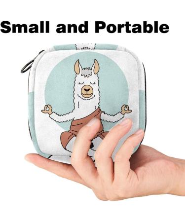 Stylish Menstruation Pad Bag with Zipper - Women's Tampon & Napkin Storage - Yoga Animal Alpaca Design - Buy Online on GoSupps.com