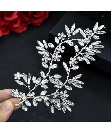 LOVFOIVER Rhinestone Bridal Headband - Silver Left | Wedding Hair Accessories - Buy Online on GoSupps.com