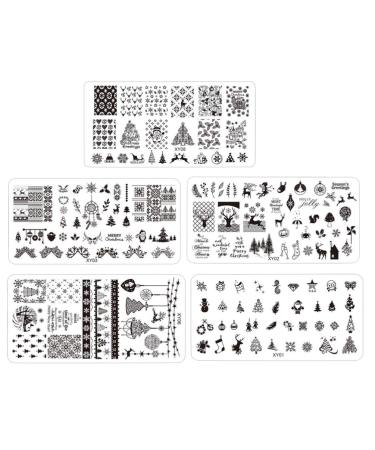 Christmas nail stamp plates 5pcs Christmas tree snowflake elk nail stencil christmas nail art tools for women m