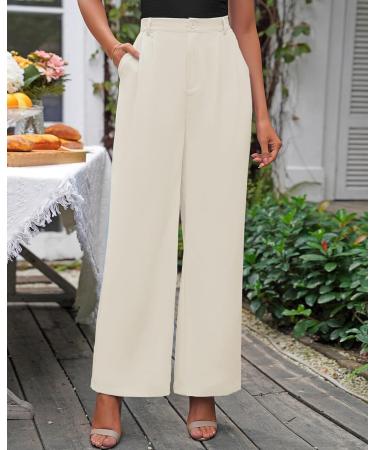 Vetinee Wide Leg High Waisted Dress Pants for Women with Pockets - XXL Vanilla Ice - Buy Online on GoSupps.com