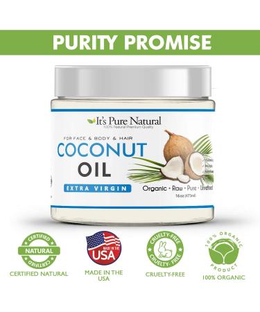 Pure Natural Extra Virgin Organic Unrefined Coconut Oil 16 oz - Nourishes Skin Hair & DIY Recipes | Ideal for Massage & Moisturizing - Buy Online on GoSupps.com