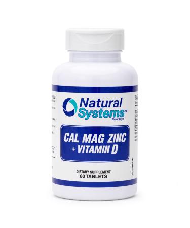 Calcium Magnesium Zinc Vitamin D Supplement 60 Tablets by Natural Systems - Calcium Magnesium Zinc and VIT D Supplements for Strong Immune System - Magnesium Supplement for The Immune System