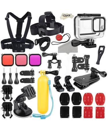 52-in-1 Accessories Kit Compatible with GoPro Hero 8 Black, Waterproof Housing Case + Filters + Head Chest Strap + Suction Cup Mount + Bicycle Mount + Floating Grip Accessories for Gopro 8 Black