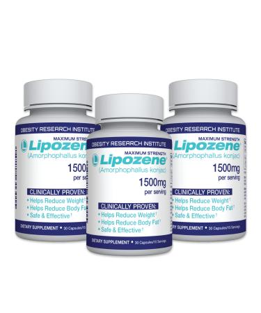 Lipozene Diet Pills - Weight Loss Supplement - Suppresses Appetite- Three Bottles of 90 Capsules in Total