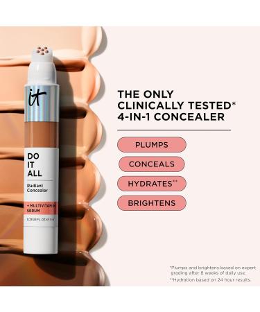 IT Cosmetics CC+ Cream with SPF 50+ Natural Finish Full Coverage Foundation (Tan Cool - 1.08 fl oz) & Do It All Radiant Concealer Multivitamin Serum Makeup (415 Tan Cool - 0.2 fl oz) - Buy Online on GoSupps.com
