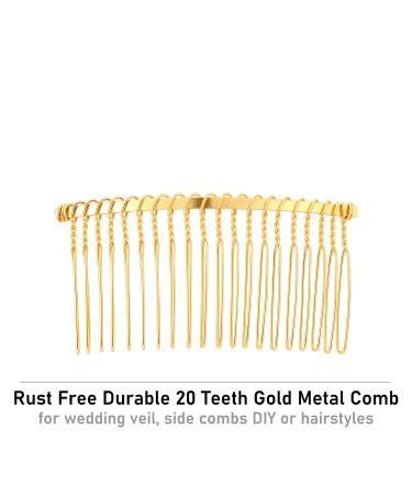 20 Pack Gold Metal Side Hair Combs - Wedding Bridal Veil Clips - French Twist Updo Accessories - Buy Online on GoSupps.com