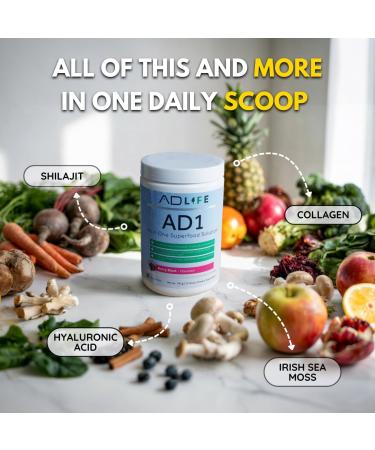 Project AD AD1 All in One Superfood Solution Complete Fruit and Vegetable Complex Plus Antioxidants Including Collagen Shilajit Sea Moss Ashwaganda and Berberine (24 Servings Berry Blast) - Buy Online on GoSupps.com