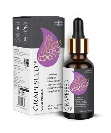 RUVYAA All Naturals 100% Pure Grapeseed Oil (Spain) Cold Pressed For Skin Tightening Acne & Hair Growth 30ML