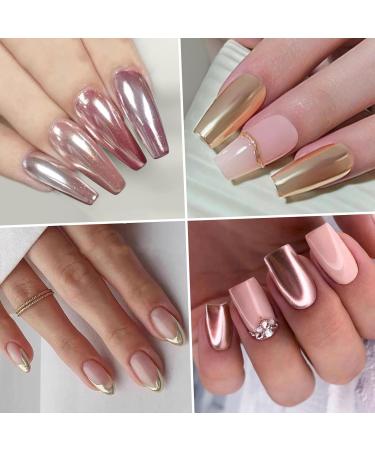 Rose Gold Chrome Nail Powder - Metallic Mirror Effect Pigment for Nails - Set of 6 Jars - Buy Online on GoSupps.com