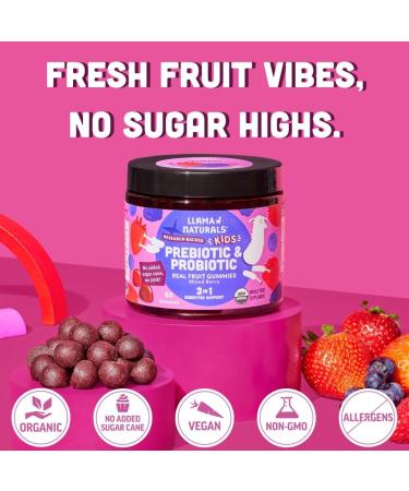 Llama Naturals Kids Pre & Probiotic Gummies + Adult Pre & Probiotics Bundle | No Added Sugar Cane | Vegan | Organic | Mixed Berry Flavor | 2 Bottles - Buy Online on GoSupps.com