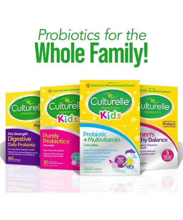 Culturelle Kids Probiotic + Complete Multivitamin Chewable For Kids Ages 3+ 30 Count Digestive Health Oral Health & Immune Support - With 11 Vitamins & Minerals including Vitamin C D3 & Zinc 30 Count (Pack of 1) - Buy Online on GoSupps.com