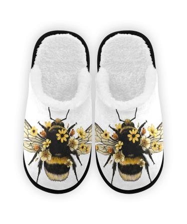 Umidedor Slippers Soft Memory Foam Non-Slip Indoor House Slippers Home Shoes for Bedroom Hotel Travel Spa 5-8 Honey Bee
