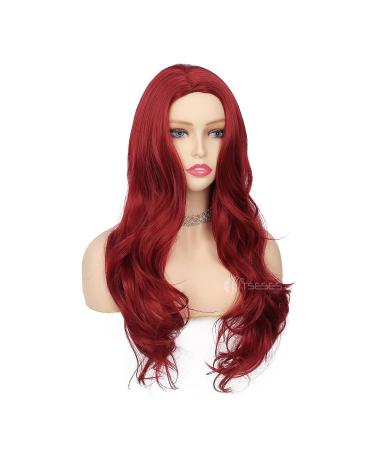 Tseses Red Long Curly Wavy Wig for Women - Cosplay & Halloween Synthetic Fiber - Buy Online on GoSupps.com