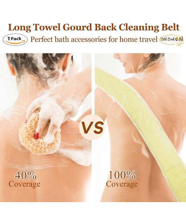 Organic Luffa Loofah Mitt for Exfoliating Shower - Premium Egyptian Scrubber Sponge for Spa Body - Long Handled Back Pouf (1 Pack) - Buy Online on GoSupps.com