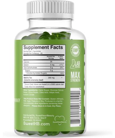 Matcha Green Tea Extract Gummies - Vegan Gluten-Free & Non-GMO Energy & Detox Supplement | Sweetheart Beauty - Buy Online on GoSupps.com