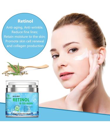 Retinol Collagen Cream with Hyaluronic Acid for Anti-Aging & Moisturizing - Vitamin C+E Face Moisturizer for Firming Skin & Wrinkle Reduction - Natural Ingredients by USA Brand - Buy Online on GoSupps.com