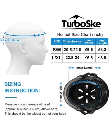 TurboSke Skateboard Helmet BMX Multi-Sport Bike Helmet Black S/M (20.5-22.8) - Kids, Youth, Men, Women - Buy Online on GoSupps.com
