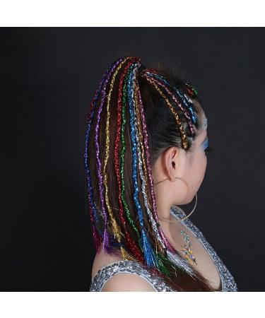 12 Colors Lametta Hair Extensions Set - 1440 Strands Glittery Hair Sparkle for Girls Women & Kids | Multi-Colored Party Hair Accessories - Buy Online on GoSupps.com