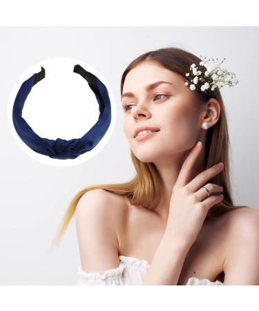VOCOSTE Navy Blue Satin Knot Headband for Women - 1.2 Inch Wide - Buy Online on GoSupps.com