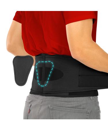 Vive Lower Back Support Brace for Men & Women - Dual Adjustable Lumbar Belt for Heavy Lifting  Herniated Disc  Sciatica  Scoliosis  & Thoracic Pain Relief - Compression Posture Device for Work or Home Black Waist Size (2...