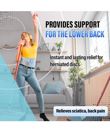 Back Brace for Lower Back Pain - Breathable Lumbar Support Belt for Men & Women - Sciatica Relief | Large Blue - Buy Online on GoSupps.com
