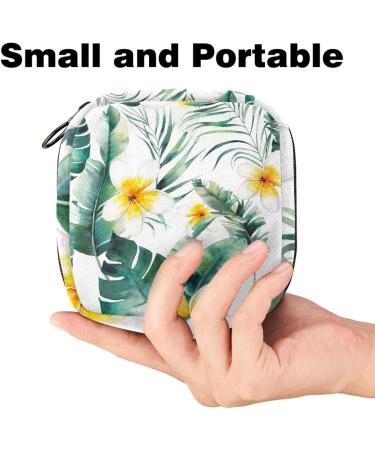 Menstruation Pad Bag with Zipper | Women's Tampon & Napkin Bag - Summer Palm & Plumeria Flowers Design - Buy Online on GoSupps.com