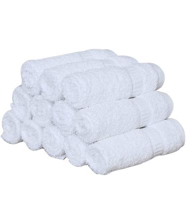 GOLD TEXTILES Premium Washcloths Towel Set (12 Pack White 12x12 Inches) Multi-Purpose Soft Machine Washable Sports & Workout Towels (White 12 Washcloths) White 12 Washcloths