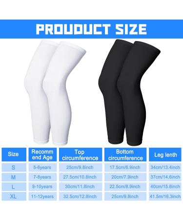 4 Pack Kids Long Compression Leg Sleeves - UV Protection for Boys & Girls | Youth Cycling & Basketball Sports | Size L - Buy Online on GoSupps.com