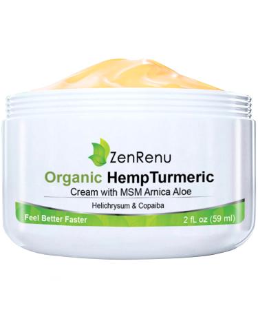 Zenrenu Organic Hemp Cream MSM Turmeric Arnica - Made in USA Premium Hemp Oil