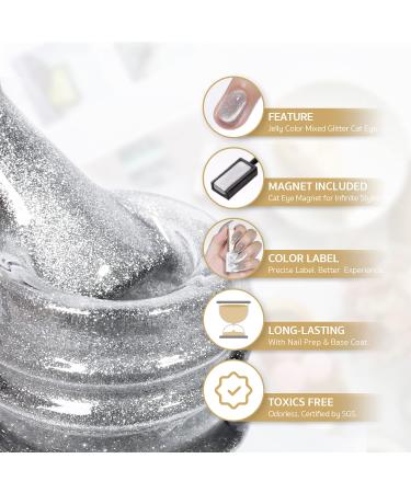 GAOY Jelly Gel Nail Polish Set - Red Pink Nude Blue Glitter Cat Eye Gel with Magnet - Sheer Magic - Buy Online on GoSupps.com