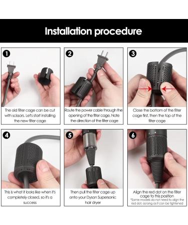 Inner Filter + Outer Filter Cage for Dyson Supersonic HD01 HD03 HD08 Hair Dryer Attachment with Cleaning Brush and Screwdriver - Buy Online on GoSupps.com
