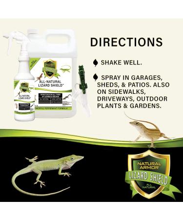 Natural Armor Lizard & Gecko Repellent Spray - 128 fl oz Gallon Ready to Use - Powerful Peppermint Formula Repels All Lizards & Geckos - Works Better Than Ultrasonic Devices - 1 Pack - Buy Online on GoSupps.com