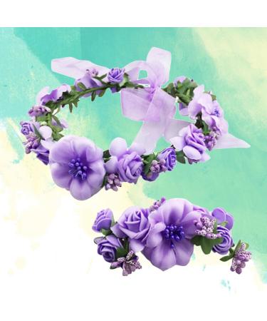 Crown Headbands & Flower Wreath Garlands | purple Hair Wreath & Bracelet for Wedding & Festival | International Shipping - Buy Online on GoSupps.com