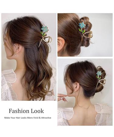 5 Pcs Large Flower Metal Hair Claw Clips - Non-Slip Tulip Floral Hair Barrettes for Women & Girls - Cute Hair Accessories for Thick Thin Curly Hair - Buy Online on GoSupps.com