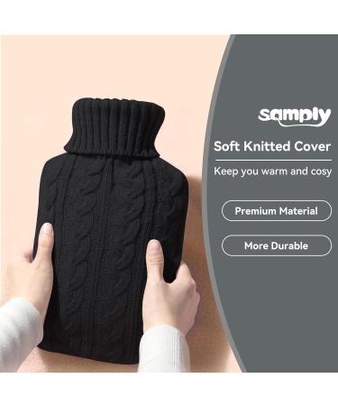 2L Hot Water Bottle with Knitted Cover - Hot/Cold Compress for Pain Relief - Black - Buy Online on GoSupps.com