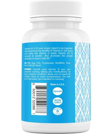 Safrel Vitamin K2 (MK7) 120 MCG and D3 5000 IU Supplement per Capsule Supports Calcium Absorption for Bone Immune and Heart Health Easy to Swallow K2 and D3 Non-GMO 120 Count - Buy Online on GoSupps.com