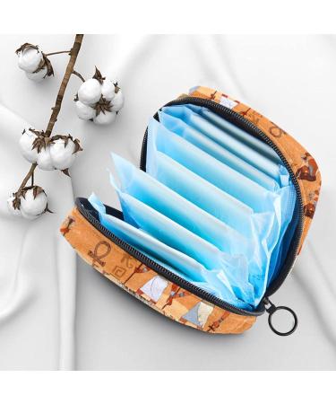 Ancient Egypt Scene Sanitary Napkins Storage Bag | Portable Menstrual Cup Pocket with Zipper for Teen Girls & Women - Buy Online on GoSupps.com