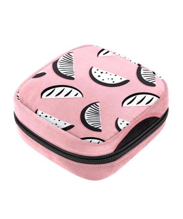 Menstruation pad bag with zipper women's napkin bag tampons collective bags for women and girls (summer funny watermelon-disc pattern) Color 8