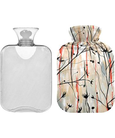 Naanle Flowers Leaves Stripes Heat Bottle - 1L Transparent Hot Water Bottle with Cover for Pain Relief Bed Warmer & Cold Therapy - Buy Online on GoSupps.com