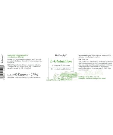 Buy BioProphyl L-Glutathione G-SH 250mg - Pure Reduced L-Glutathione with Manganese - 60 Vegetarian Capsules - International Shipping Available - Buy Online on GoSupps.com