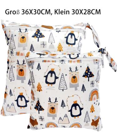 Trasun Diaper Bag with Pockets | Waterproof Washable Wetbag Organizer for Toddlers | Travel Gym Beach Pool - Penguin Design - Buy Online on GoSupps.com