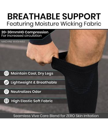 Vive Compression Calf Sleeves - Footless Running / Cycling Socks for Diabetics, Arthritis, Shin Splints - Medium Size (1 Pair) - Buy Online on GoSupps.com