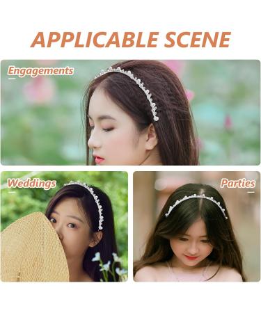 WINOMO Wedding Bridal Rhinestone Pearl Tiara Hair Barrettes Hairband Hair Loop Headband - Buy Online on GoSupps.com
