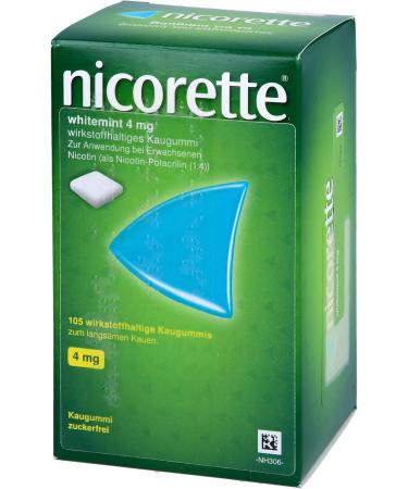Nicorette 4mg Whitemint Chewing Gum 105 Pieces for Smoking Cessation | Fast International Shipping - Buy Online on GoSupps.com