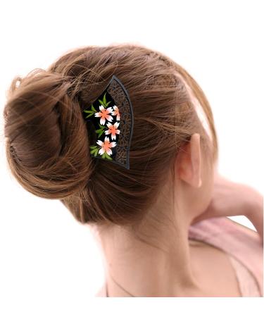 Japanese Traditional Style Floral Hair Comb Pins for Women - Black | YOY Fashion - Buy Online on GoSupps.com