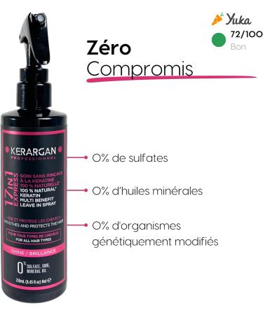 Kerargan - Keratin Tonic Lotion for Shiny and Strengthened Hair - Moisturizing Detangling Thermoprotective - Anti-Frizz and Volume - Sulfate GMO and Mineral Oil Free - 250ml - Buy Online on GoSupps.com