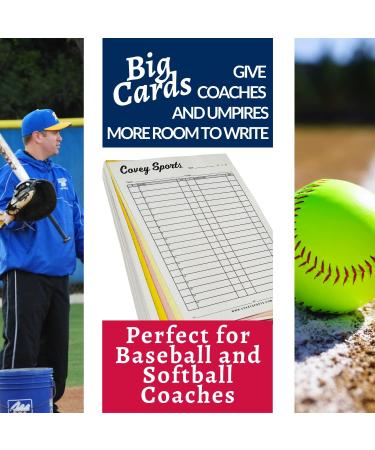 Covey Large Format Baseball Softball Lineup Cards - Pack of 50 | Essential Coaching Equipment for Coaches and Umpires - 8.5 x 5.5 Inch Sheets - Buy Online on GoSupps.com