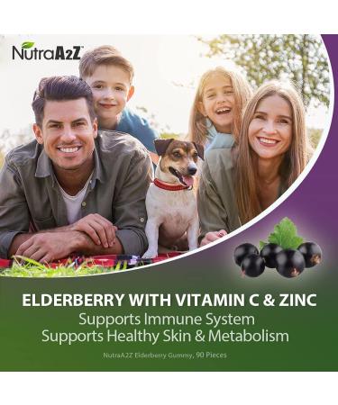 NutraA2Z Elderberry Gummy 150mg - 90 Vegetarian/Vegan Gummies-with Vitamin C & Zinc-Supports Immune System Healthy Skin & Metabolism - Buy Online on GoSupps.com