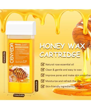 CENYEDA Honey Roll On Wax Cartridge 4 Pack with 50 Wax Strips - Hair Removal Kit - Buy Online on GoSupps.com